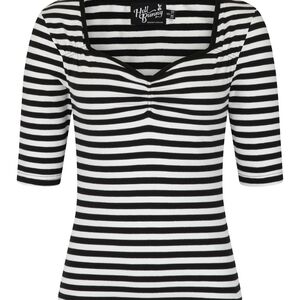Hell Bunny Black and White Striped Top